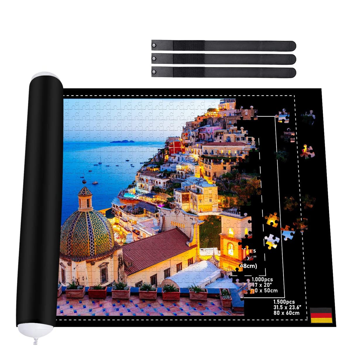 Collectix Premium Felt Puzzle Mat Roll Up - Non-Slip and Beautifully Soft - 3in1 Jigsaw Puzzle Storage for 500, 1000 and 1500 Pieces - Portable Saver, Keeper and Holder Collectix