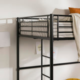 Walker Edison Timothee Urban Industrial Metal Double over Loft Bunk Bed, Full Loft, Black Walker Edison