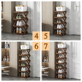 XZXWZX Shoe Rack, Bamboo Foldable Shoes Organizer Free Standing Shelf for Entryway, Closet, Bedroom, Hallway, | Natural | Functional | Multifunctional Shoe Rack (Wood Color) 4 Layers XZXWZX