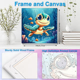 Artunion Framed Paint by Numbers Kit for Adults Beginners & Kids Ages 8-12,Cartoon Turtle Paint by Number with Frame,Ocean Paint by Numbers Kit on Canvas 10 * 10 Inch Without Easel Artunion