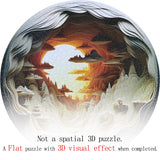 Bgraamiens Puzzle-Dawn- 3D Visual Dawn Inside a Cave 1000 Pieces Round Puzzle for Adult,Unique Puzzle Autostereoscopy Puzzle Hard Challenge Puzzle for Adult Bgraamiens