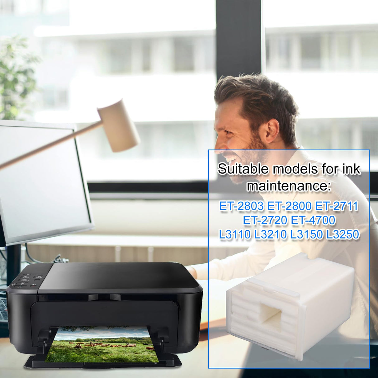 2pcs Waste Ink Pad Replacement Compatible with EPSON Ecotank ET-2800 ET-2803 ET-4800 ET-2400 ET-2720 ET-4700 ET-2711 L3110 L3250 L3150 L3210 Printers, Waste Ink Pad with Absorbent Sponge NQEUEPN