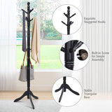 Tangkula Wood Coat Rack Freestanding, Entryway Height Adjustable Coat Stand with 9 Hooks & Stable Tri-Legged Base, Rubber Wood Coat Tree Hall Tree Coat Hanger Stand for Home Office Hall Entryway Tangkula