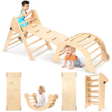 YOLEO Pikler Triangle Set, Foldable 7-in-1 Montessori Climbing Set Fun Baby Pickler-3 Piece Climbing Jungle Gym and Indoor Playground Climbing Toys for Toddlers 1-3 Inside (Natural, Standard Version) YOLEO