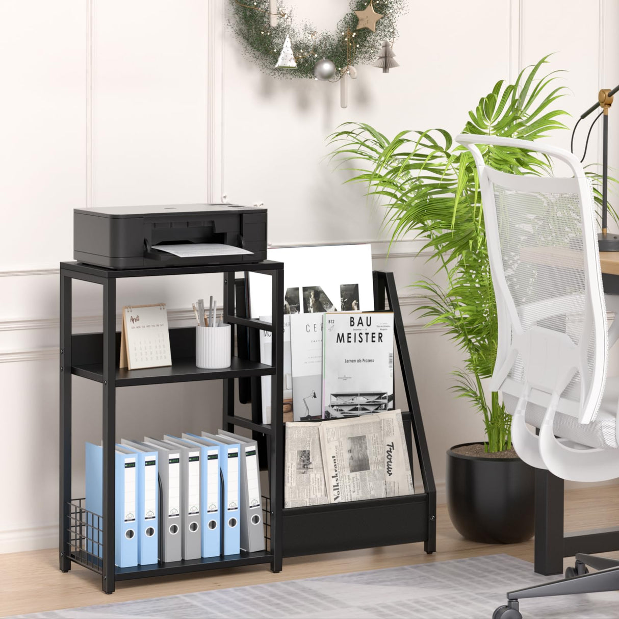 LELELINKY Black End Table,Record Player Stand with Vinyl Storage,3 Tier Side Table with Display Shelf Storage Up to 150 Albums,Industrial Large Record Holder Cabinet for Living Room LELELINKY