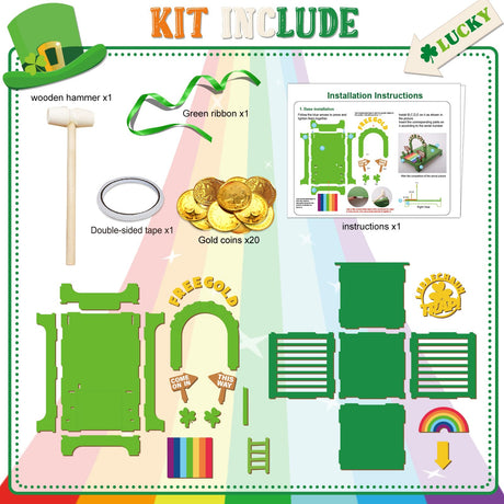 OFIHIDO Leprechaun Trap Kit for Kids,Wood DIY Craft Catch a Leprechaun Trap Kit for Kids Classroom Activity,St. Partrick Day Decorations Party Supplies OFIHIDO