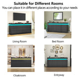 Gyfimoie 12 Drawer Dresser with Power Outlet, Dresser with LED Light, Modern Chest of Drawers for Closet, Double Wide Drawer Organizer Cabinet for Bedroom, Living Room (Black, 12 Drawers) Gyfimoie