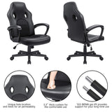KaiMeng Office Gaming Chair High Back Leather Computer Chairs Ergonomic Height Adjustable Racing Game Desk Chair Executive Conference Task Chair (Black) KaiMeng