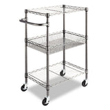 Alera ALESW342416BA 28 in. x 16 in. x 39 in. 500-lb. Capacity Three-Tier Wire Rolling Cart - Black Anthracite Alera