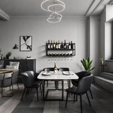 AKOGG Modern Wine Rack Wall Mounted with Glass Holder,Metal Liquor Shelf, Floating Bar Shelves,Liquor Bottle Display Shelf,Hanging Large Capacity Wine Storage Racks for Home Kitchen Dining Room AKOGG