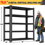 Nexvrtau 76" H x 60" W x 24" D 5-Tier Heavy Duty Garage Shelving Unit, 3000 LBS Capacity Metal Storage Rack,Adjustable Steel Shelves for Garage, Warehouse, Basement, Pantry, Workshop.1 Pack Nexvrtau