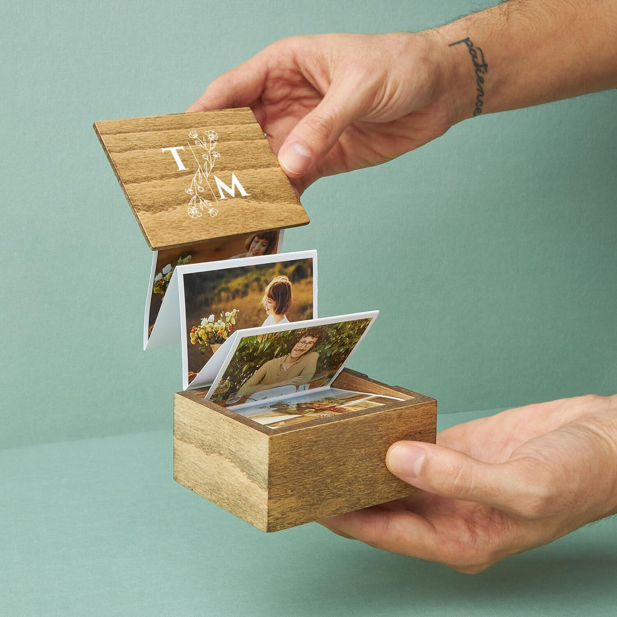 udelf Personalized Wooden Accordion Photo Box - Custom Photo Gift Great for Weddings, Valentine's Days, Anniversaries, and Special Milestones udelf