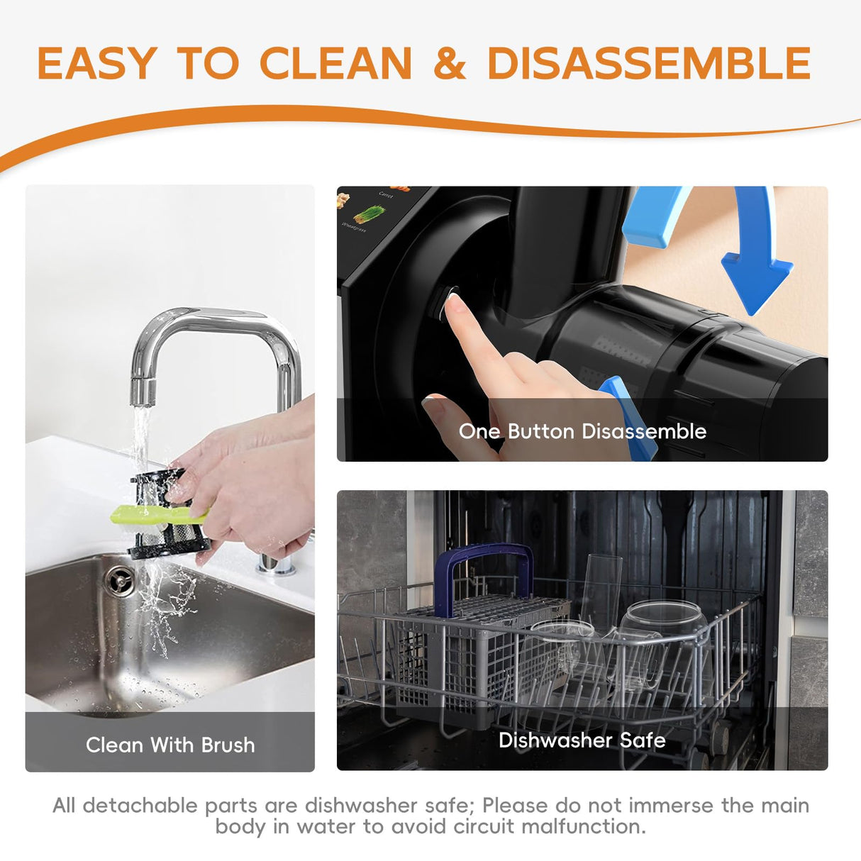 WHUTO Masticating Juicer Machines, Cold Press Juicer, Easy to Clean with Brush, Touch Screen Stainless Juicer Machines for Vegetable & Fruit, Juice Maker with Quiet Motor & 2 Speed Modes, Black Whuto