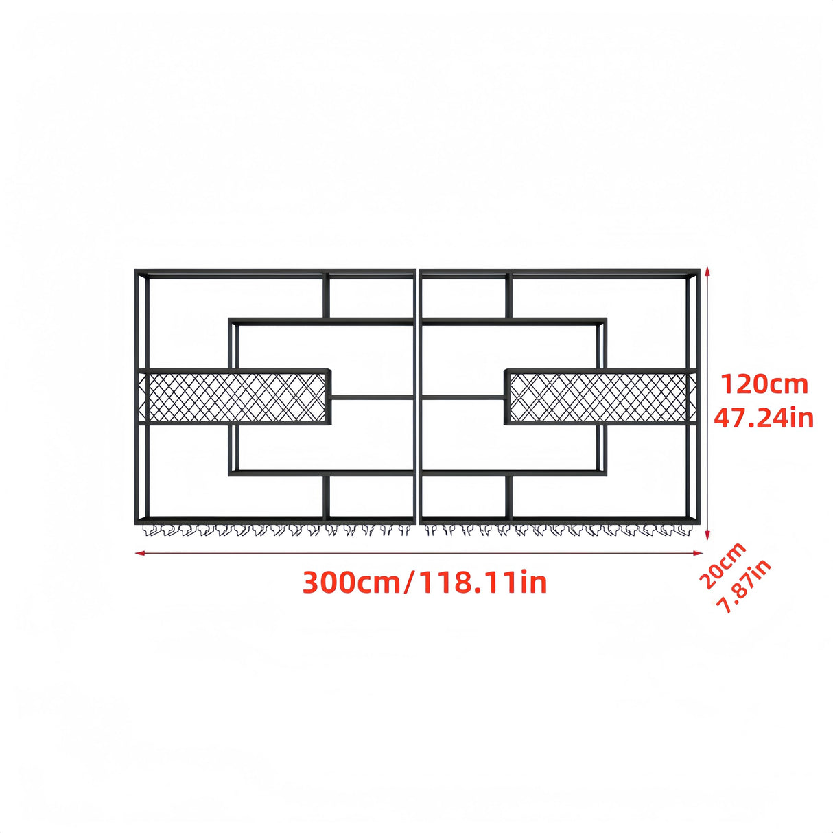HFTUW 118 Inch Iron Wall Mounted Wine Rack & Bar Shelf for Liquor Bottles, Industrial Wall Bar Shelf with LED Lights, Large Capacity Metal Hanging Goblet Rack for Kitchen, Dining Room, Black HFTUW