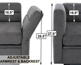 asunflower Loveseat with Storage Seats Modular Sectional Small Couch for Small Spaces with Reclining Arms and Backs 2 Seater Couch Mini Sofa Love Seat for Bedroom,Dorm Room, Living Room(Grey) asunflower