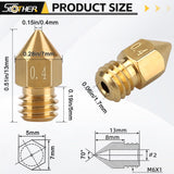 26pcs MK8 Nozzles Multi Size, 3D Printer Brass Hotend Nozzles 0.2mm/0.3mm/0.4mm/0.5mm/0.6mm/0.8mm/1.0mm with DIY Tools Compatible with Neptune 3 Series and More Slother