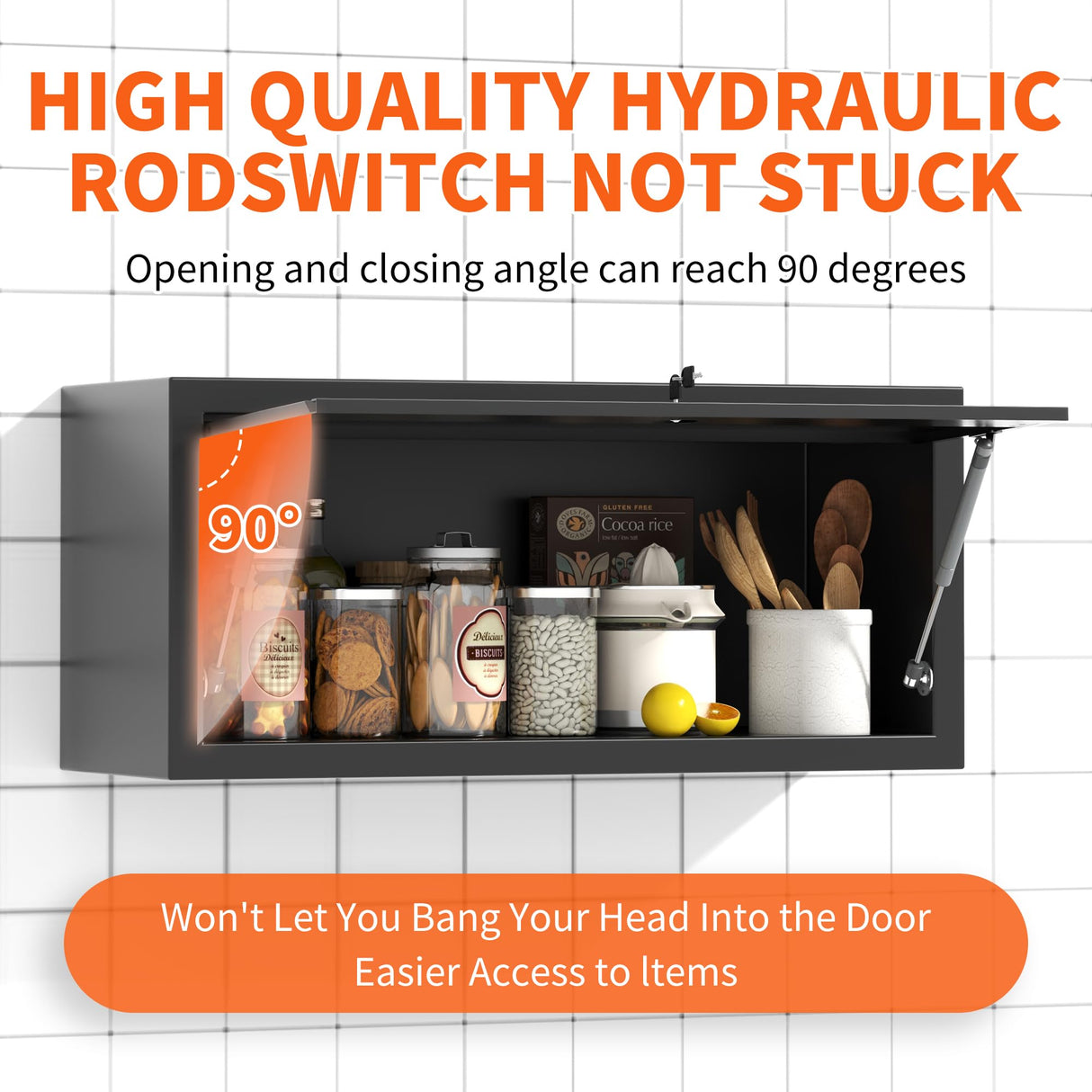 DARTIIA Metal Wall Cabinet with Up-flip Door，Garage Storage Cabinet,Wall-Mounted Storage Cabinet for Kitchen,Garage,Warehouse，Office,Black,Assembly Required DARTIIA