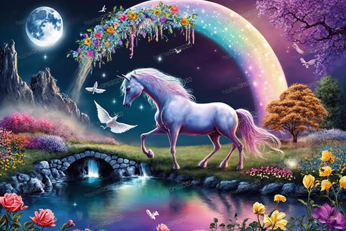 RMSGOZO Diamond Painting Kits Dream Garden Unicorn - Animal Diamond Painting, Chic Gemstone Art Craft Cross Stitch, for Adults & Children, for Room Decor Bathroom Decor Gifts 8X12 Inch RMSGOZO