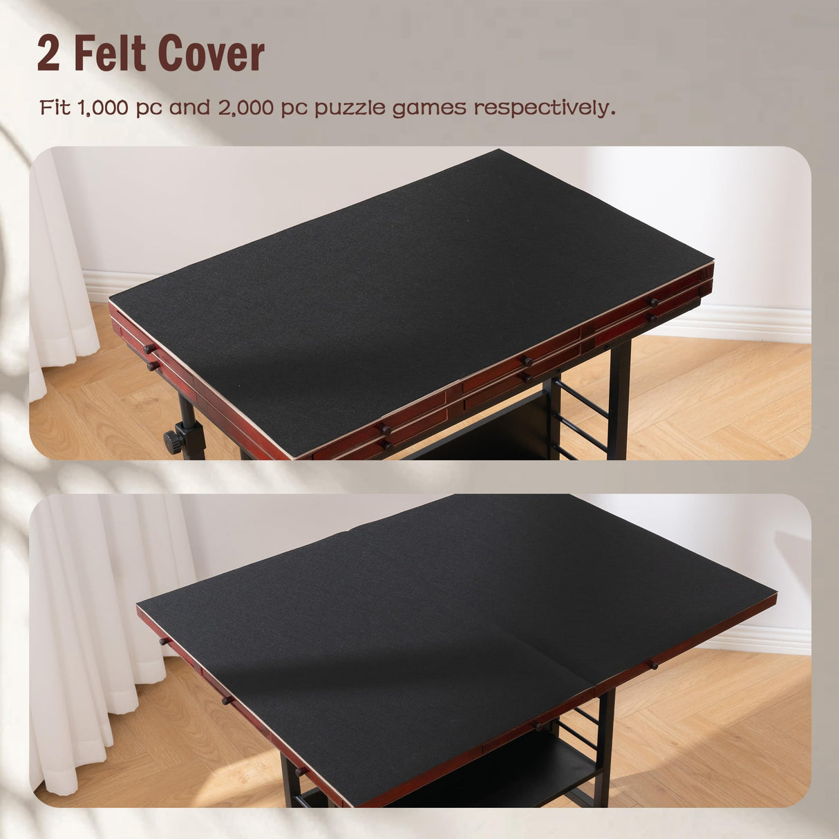 Tektalk 2000 Piece Foldable Puzzle Board with Height Adjustment, Jigsaw Puzzle Table with 2 Felt Cover & 8 Sorting Trays/Drawers, Puzzle Easel with Legs, Enclosed with 4 Roller Wheels (Black) Tektalk