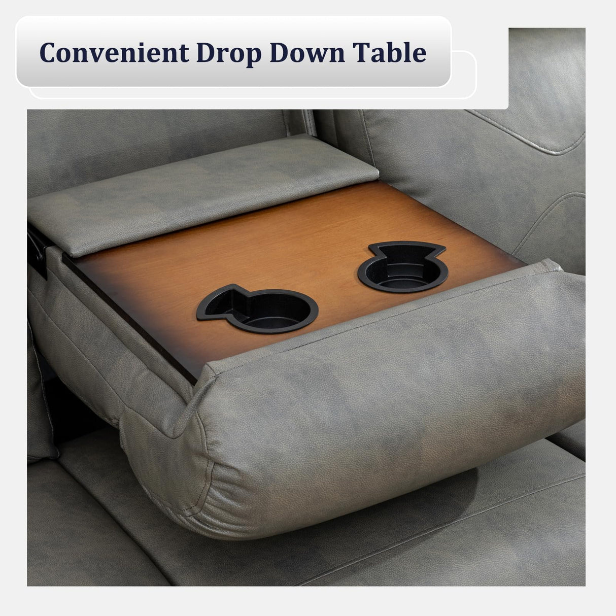 Leather Power Recliner Sofa Set with LED, Reclining Living Room Set, Power Recliner Couch and Loveseat with USB Port/Cup Holder/Storage (Leather Sofa and Loveseat, Light Grey) Plithzy