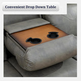 Leather Power Recliner Sofa Set with LED, Reclining Living Room Set, Power Recliner Couch and Loveseat with USB Port/Cup Holder/Storage (Leather Sofa and Loveseat, Light Grey) Plithzy