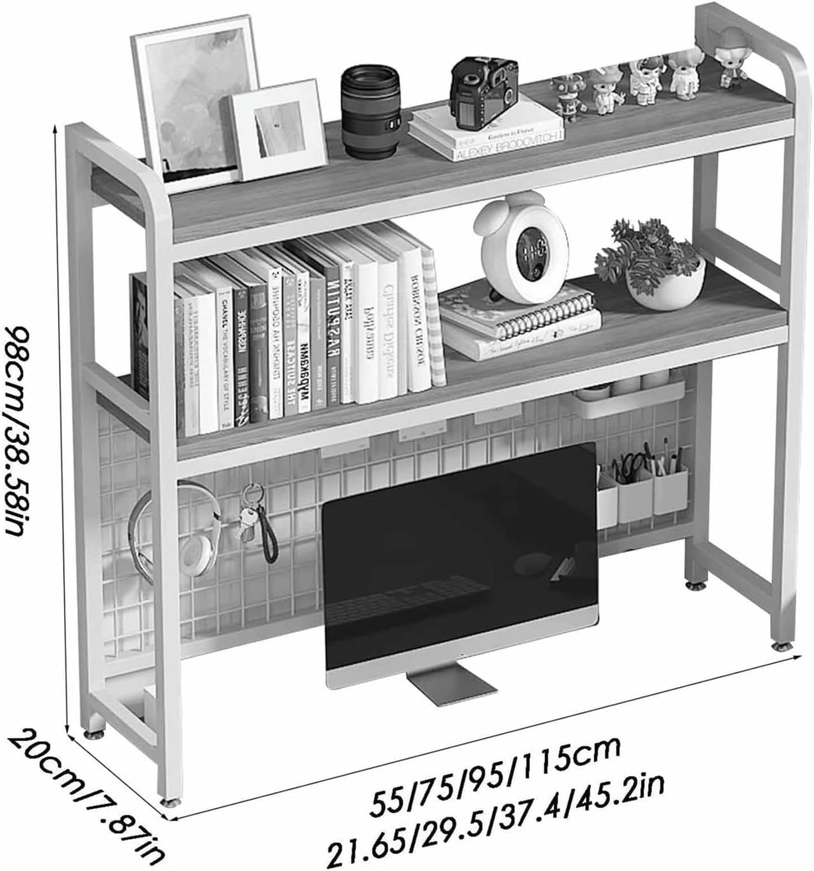 2-Tier Metal Desktop Bookshelf for Stylish Office and Dorm Storage - WoodArtSupply