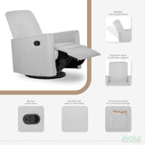 Evolur Raleigh Glider in Grey, Upholstered Plush Seating 360° Swivel Glider Rocking Chair, FSC Certified, Greenguard Gold & JPMA Certified Nursery Glider Recliner Evolur