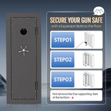 KAER Fireproof Gun Safe Biometric 20 Gun Safe for Rifles and Pistols 30 Minute Fire Protection Heavy-Duty Fingerprint Gun Cabinet for Shotguns with Digital Keypad, Large Quick Access (Grey) KAER