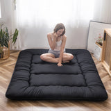 MAXYOYO Japanese Floor Mattress Futon Mattress, 4" Thicken Tatami Mat Sleeping Pad Foldable Roll Up Mattress Boys Girls Dormitory Mattress Pad Kids Floor Lounger Pillow Bed, Black, Twin Size MAXYOYO