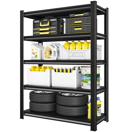 SDXYSTCE 48" W Garage Shelving Heavy Duty, 2800 Lbs Loads Garage Storage Shelves Heavy Duty, Metal Shelving Units and Storage Racks, Industrial Utility Shelf,48" Wx18 Dx78 H, Black SDXYSTCE