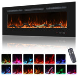 Oxhark Flame 48inch Electric Fireplace in Wall Recessed and Wall Mounted Fireplace Electric, 13 Flame Colors, Realistic Logs &Crystals Fuel Bed, Adjustable Temperature and Timer, 750W/1500W, Black Oxhark Flame