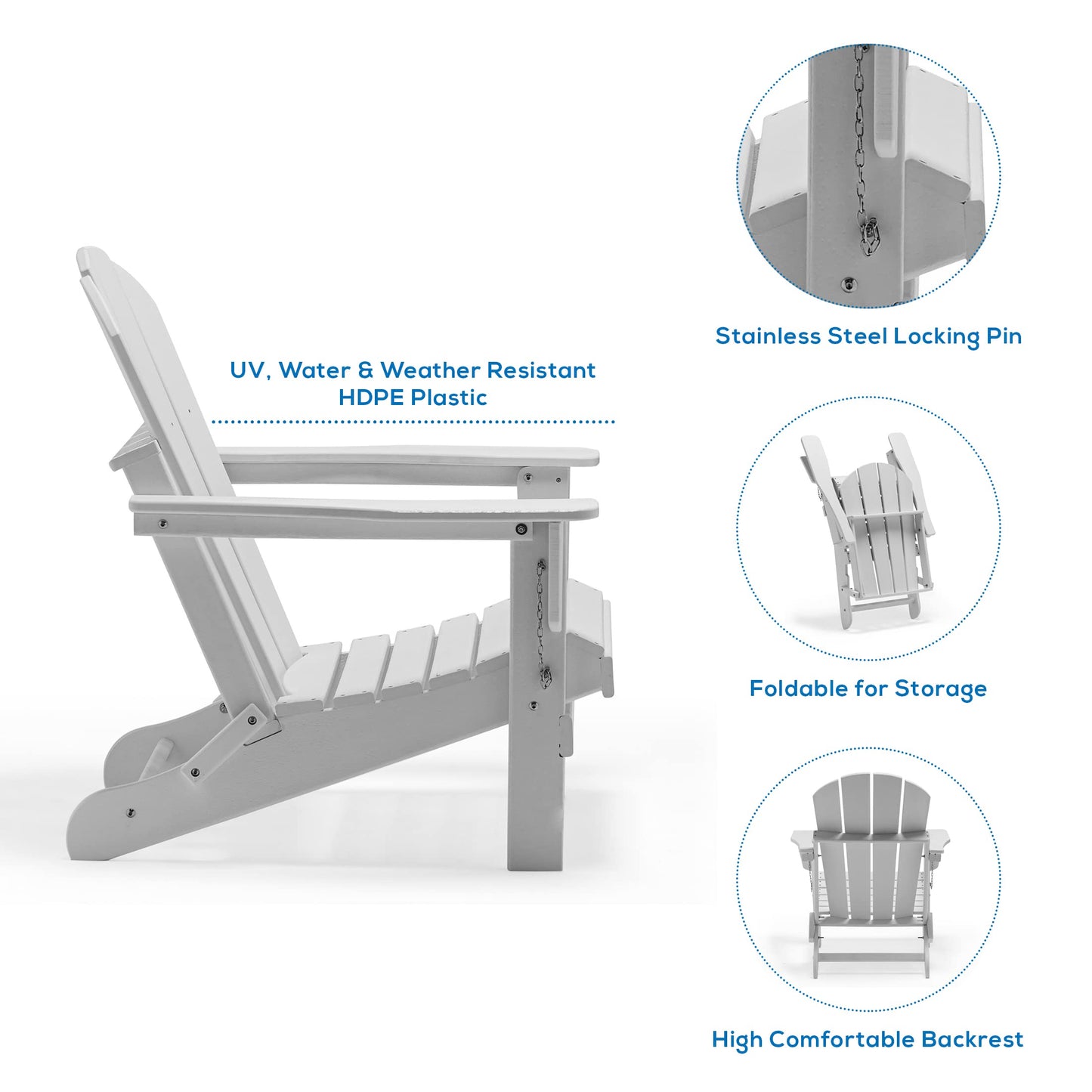 WestinTrends Outdoor Adirondack Chairs Set of 4, Plastic Fire Pit Chair, Weather Resistant Folding Patio Lawn Chair for Outside Deck Garden Backyardf Balcony, Gray