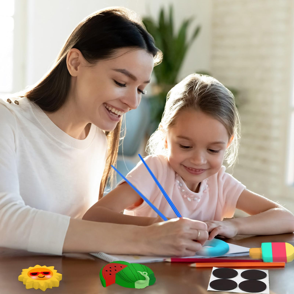 Sinmoe 12 Sets Arts and Crafts Set Painting Kit for Kids Unpainted DIY Ceramic Figurines Paint Your Own Figurines with 12 Magnet 2 Brushes and 1 Palette Ceramic Painting Kit for Toddler (Beach) Sinmoe