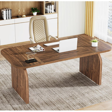 Tribesigns 63-Inch Wood Executive Desk, Rectangular Large Office Computer Desk Workstation, Retro Crafting Table Business Furniture for Home Office, Laminated Board Tabletop Tribesigns