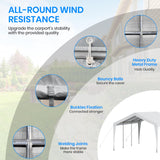 Galvanized Frame Carport Canopy (White-Without Sidewalls, 10 * 20FT) BUPPLEE