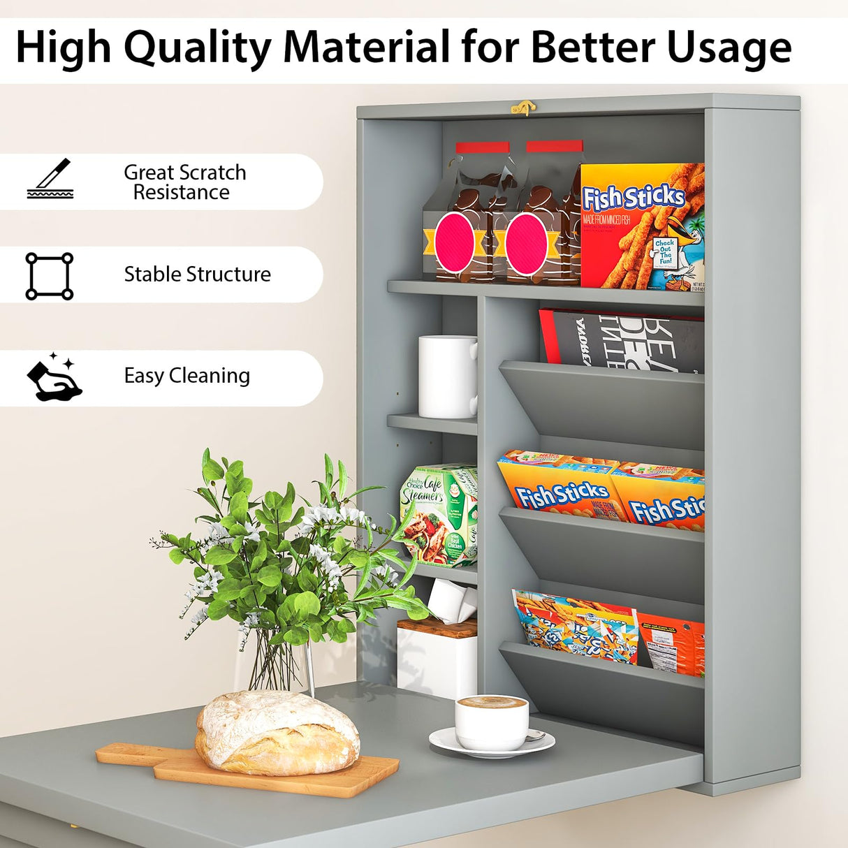 Tangkula Wall Mounted Desk, Fold Out Convertible Floating Desk, Multi-Function Murphy Desk for Home Office, Space Saving Computer Desk Hanging Table with Storage Area Tangkula