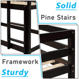 Anwick Twin Over Twin Low Bunk Bed with Stairs and Rails, Wooden Bunk Beds Frame with Safety Guardrail and Slats for Toddlers, Kids, Teens, Boys, Girls, Noise-Free (Espresso, Loft) Anwick