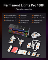 Lumary Permanent Outdoor Lights Pro 158ft for House, 120LED 50lm RGBAICW Smart Eave Lights, IP67 Waterproof, Multi Scenes for Daily and Holiday Accent Lighting Decor, Work with Alexa, Google, Remote Lumary