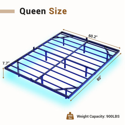 Hasuit Modern Floating Metal Queen Bed Frame with LED Lights - No Box Spring Required - WoodArtSupply