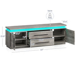 BELLEZE 67" TV Stand for TV up to 75", Modern Entertainment Center with LED Lights Change to Melody of Music, Media Console Table with Cabinets and Drawers for Living Room, Bedroom - Studio (Grey) BELLEZE