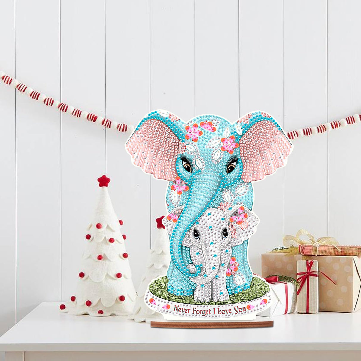 antor Elephant Diamond Painting Desktop Ornament DIY 5D Animal Diamond Art Tabletop Decoration for Home Living Room Office Table Top Christmas Gifts antor