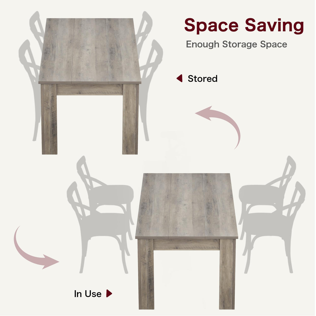IDEALHOUSE Dining Table for 4-6, 63" Wood Farmhouse Rectangular Thickened Dinner Dining Room & Kitchen Table for 4 for Apartment, Small Space, Rustic Gray IDEALHOUSE