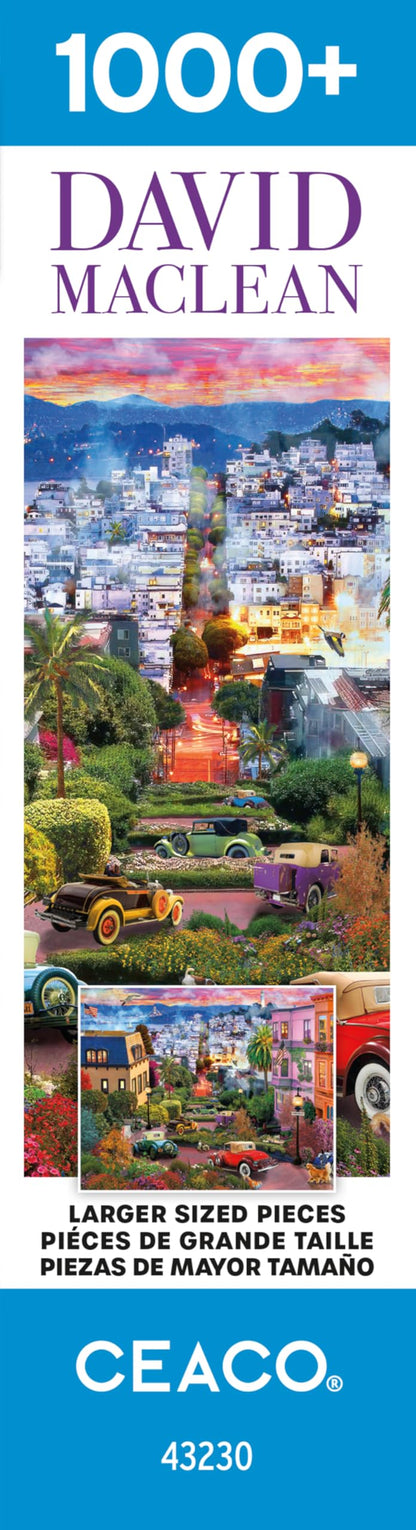 Ceaco - David Maclean - Colorful Lombard Street - 1000 Larger Sized Piece Jigsaw Puzzle