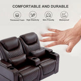 Attliahome 61" RV Loveseat Recliner, Double Recliner Furniture with 3 Arms and 2 Pillows, Wall Hugger Recliners & 135° Reclining Theater Seating (Brown PU Leather RV Couch) Attliahome