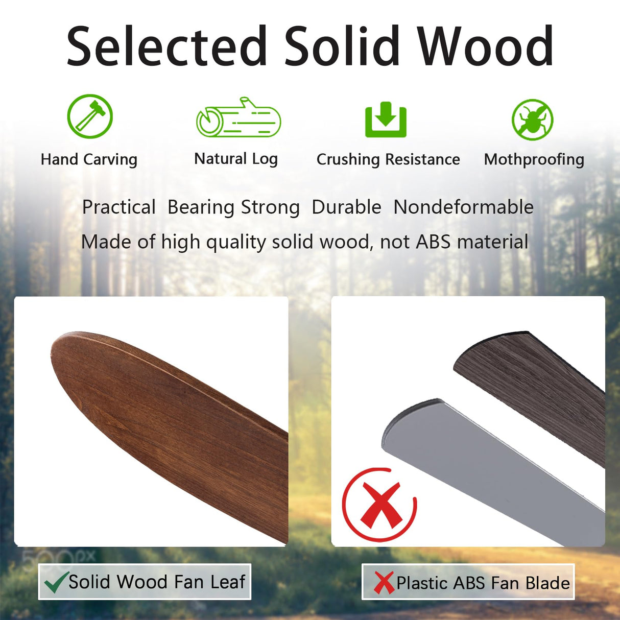 dearnow 42”Ceiling Fan with Light and Remote Control, Lighted Wooden Ceiling Fan Noiseless Reversible DC Motor with 3 Blades for Farmhouse, Living Room, Office, Indoor Outdoor (Black + Walnut) dearnow