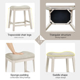 AMERLIFE 5-Piece Solid Wood Counter Height Kitchen Island Table Set with Storage, Farmhouse Dining Table & Upholstered Stools, Rustic Brown & White AMERLIFE