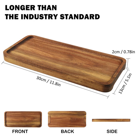 Wooden Serving Platter, 11.8 x 5.1 Inch, Set of 3, Acacia Wood Tray, Perfect for Serving Charcuterie, Desserts, Dips, Sushi, Parties, Family Gatherings, Weddings, and Home Decor, by GNIEMCKIN. GNIEMCKIN