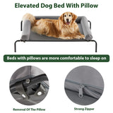 RRPETHOME Elevated Cooling Dog Bed,Raised Beds for Large Dogs - Outdoor,Chew Proof Portable Pet Cot Skid-Resistant Feet,Frame with Breathable Mesh RRPETHOME