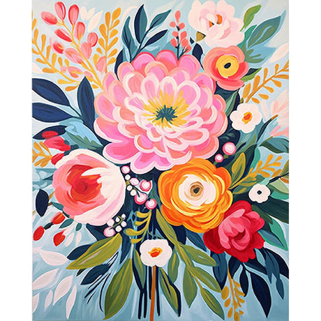 YarnMate Flowers Paint by Numbers Kit for Adults - Flowers in Vase Paint by Number on Canvas Without Frame, DIY Acrylic Painting for Gift Home Wall Decor (16x20 Inch) YarnMate