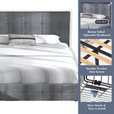 Allewie Light Grey Upholstered Full Size Platform Bed Frame with Adjustable Headboard & 4 Storage Drawers Allewie